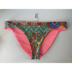 Luli Fama New Bikini Bottom Floral Blues Yellow Coral Medium